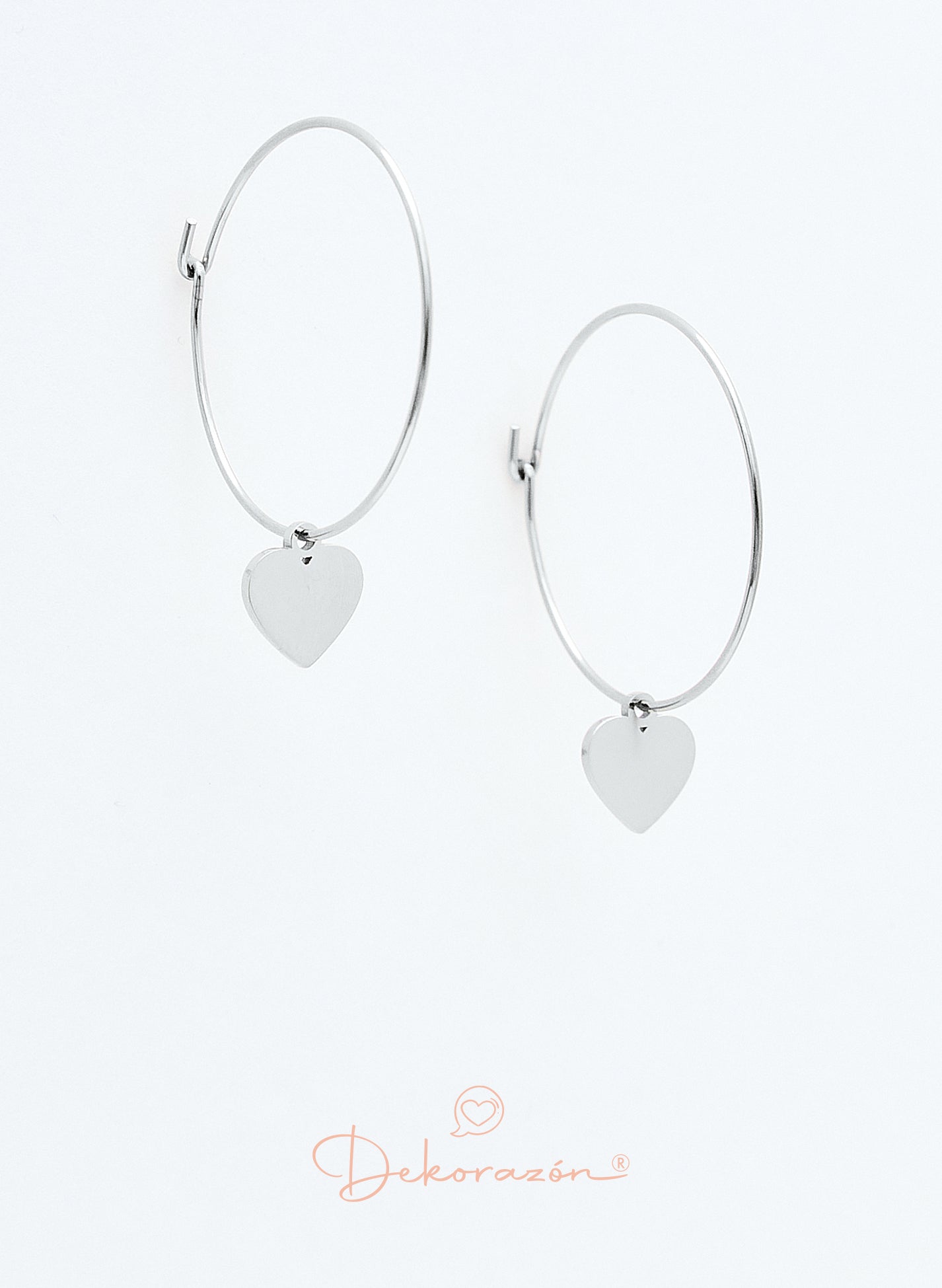 PENDIENTES ARO FINO CORAZÓN PLATEADO