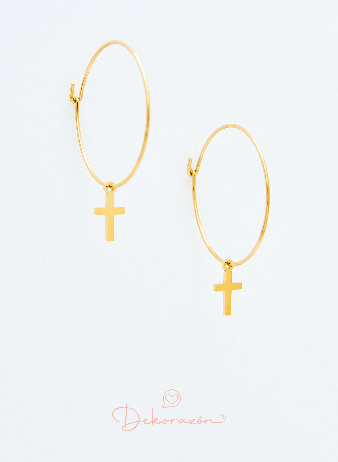 PENDIENTES ARO FINO CRUZ DORADO