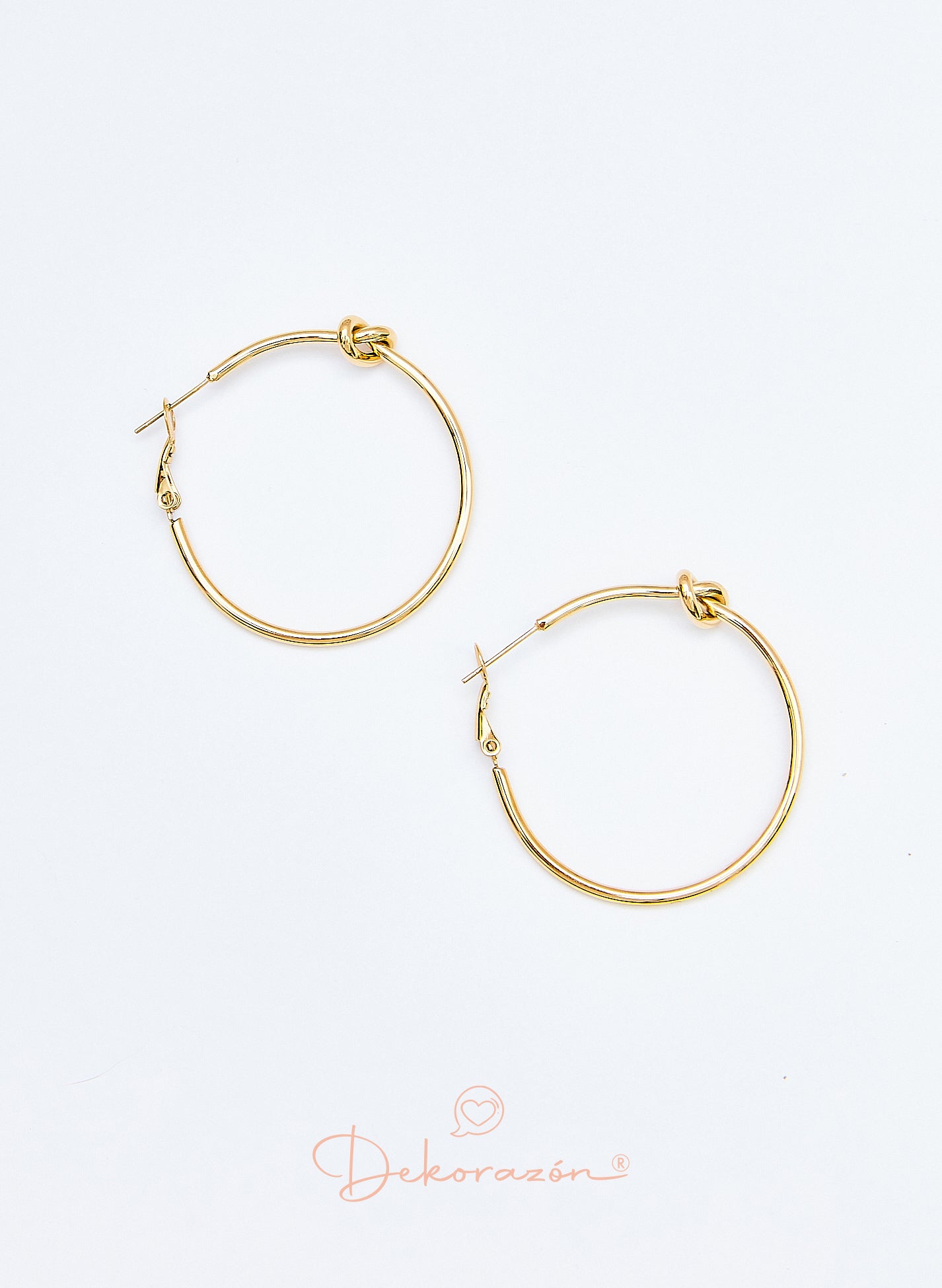 PENDIENTES ARO 40 MM NUDO DORADO
