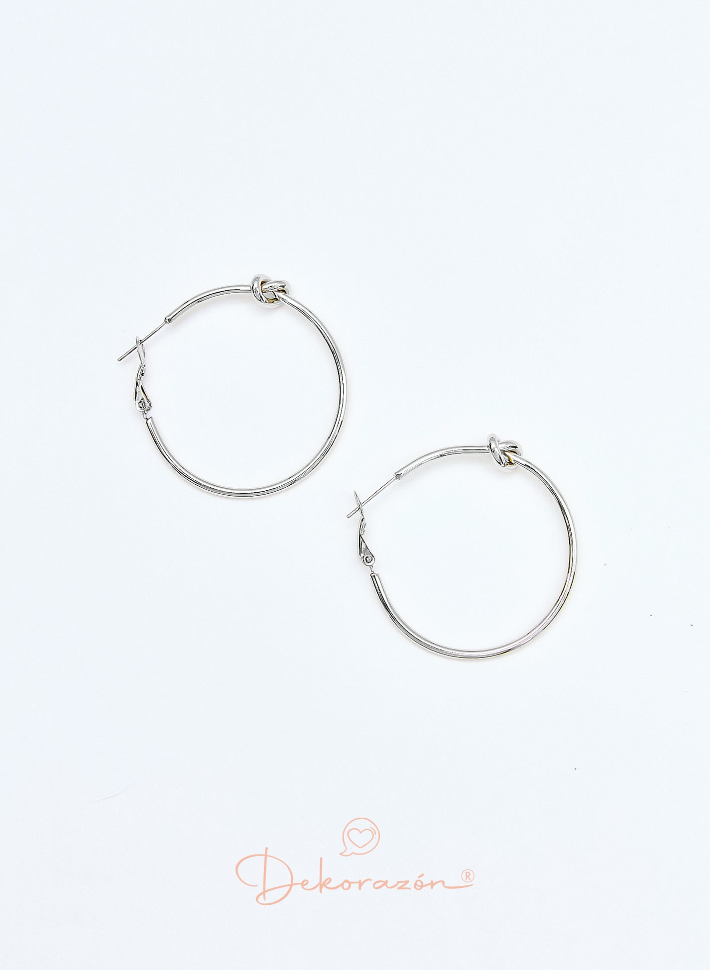 PENDIENTES ARO 30 MM NUDO PLATEADO