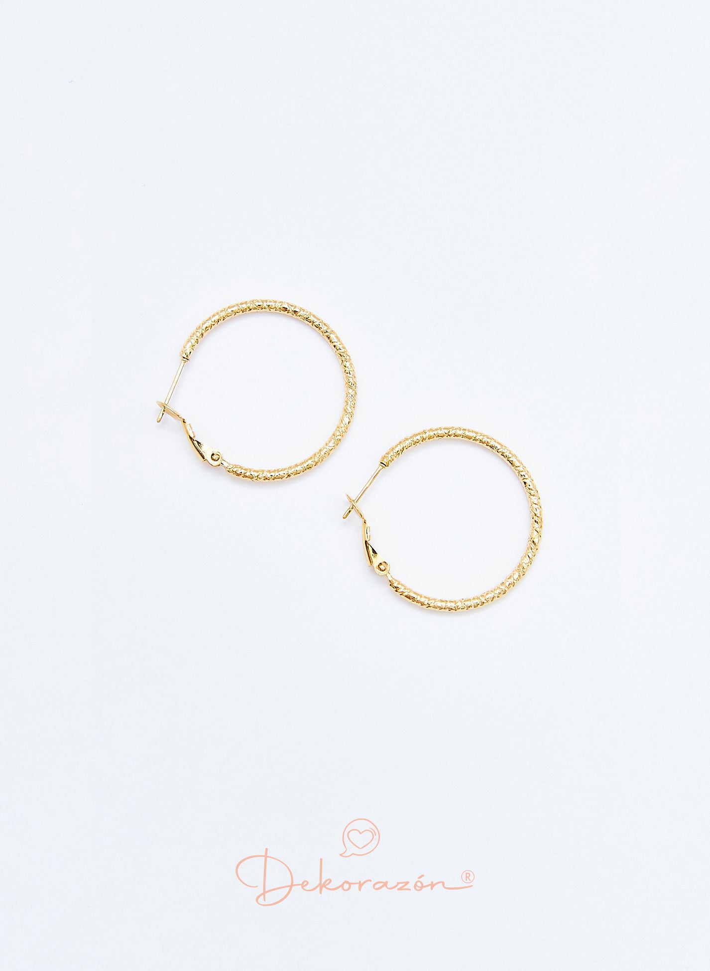 PENDIENTES ARO 30 MM TROQUELADO DORADO