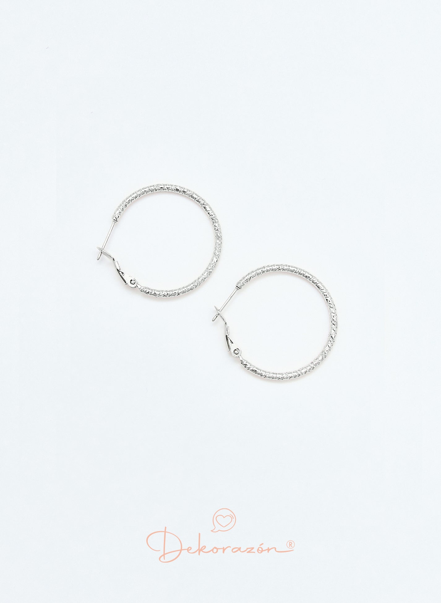 PENDIENTES ARO 30 MM TROQUELADO PLATEADO