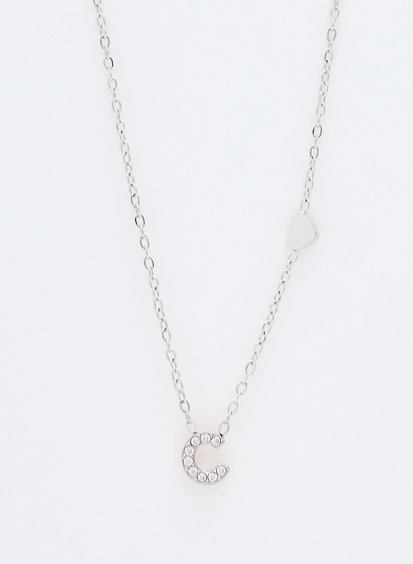 COLLAR INICIAL PLATEADO ABALORIOS