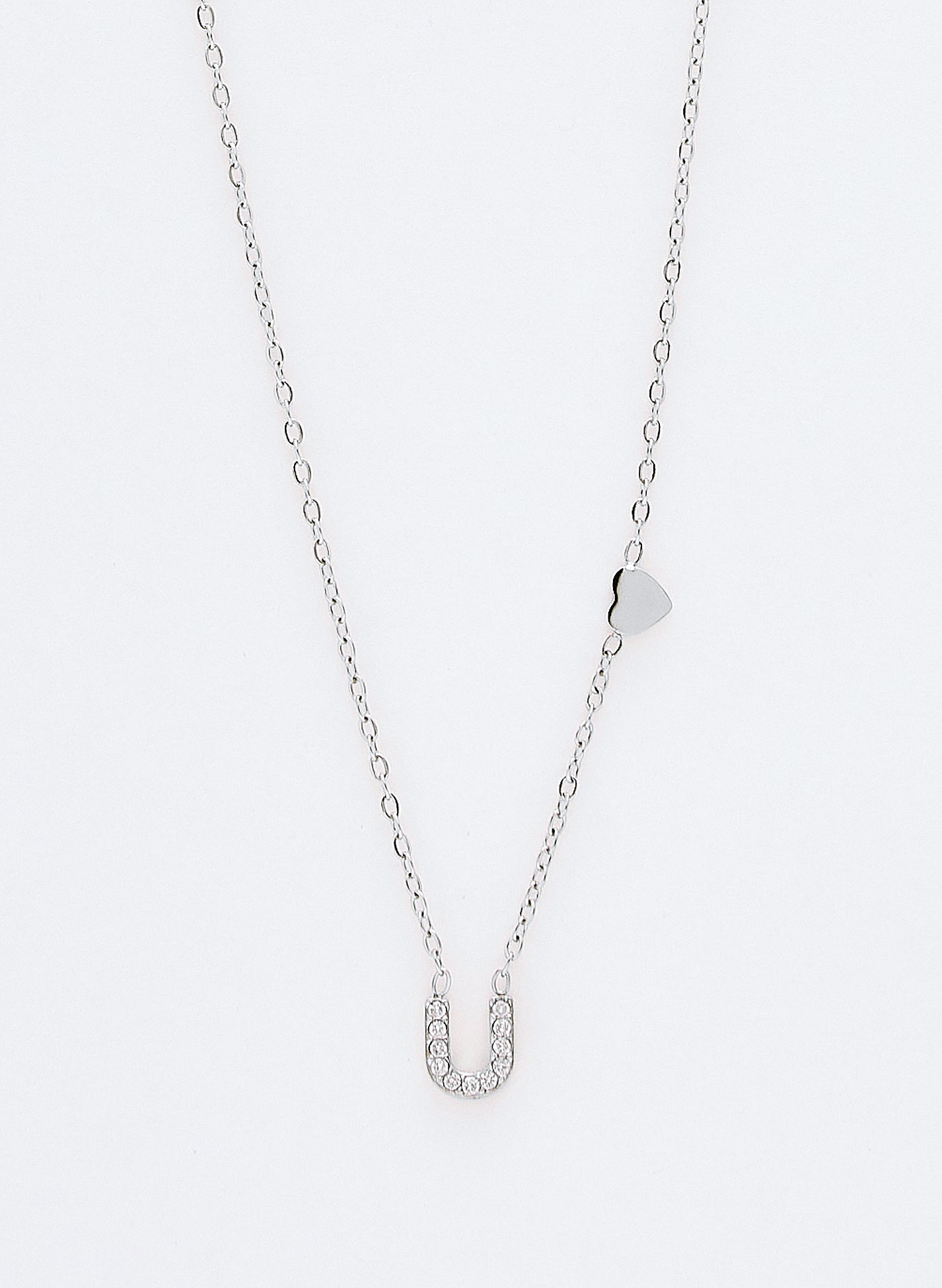 COLLAR INICIAL PLATEADO ABALORIOS
