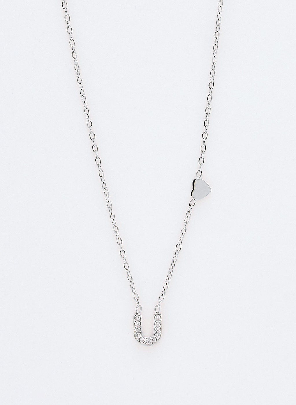 COLLAR INICIAL PLATEADO ABALORIOS