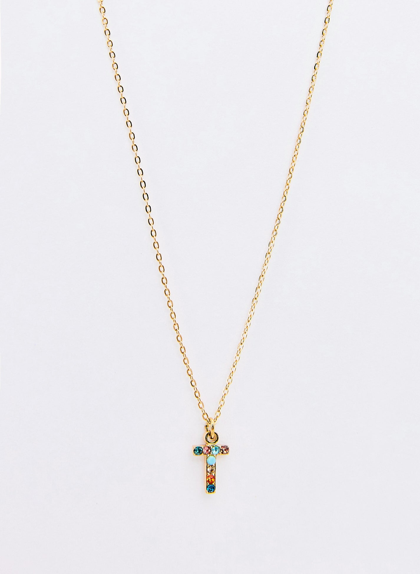 COLLAR INICIAL DORADO ABALORIOS MULTICOLOR