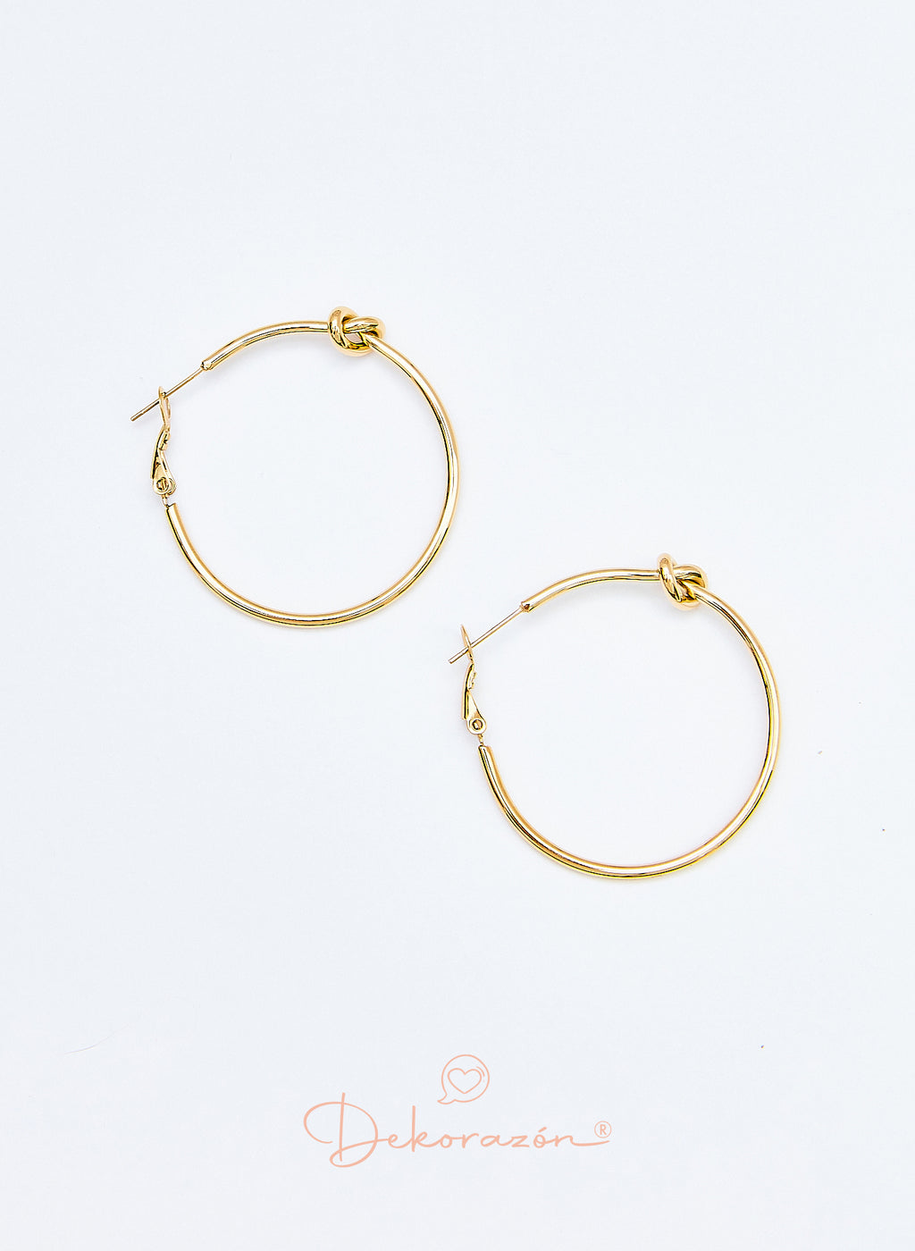PENDIENTES ARO 40 MM NUDO DORADO