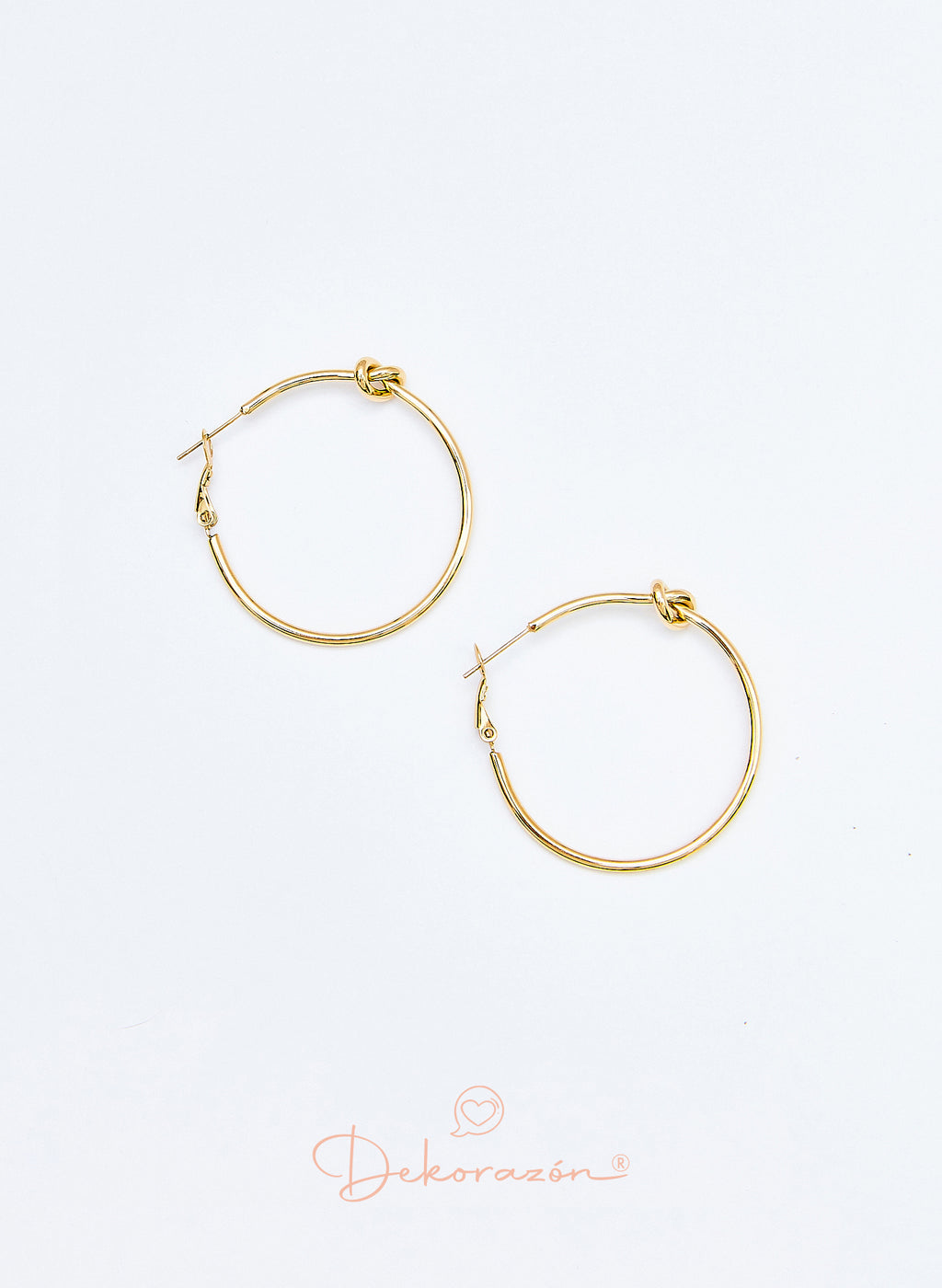 PENDIENTES ARO 30 MM NUDO DORADO