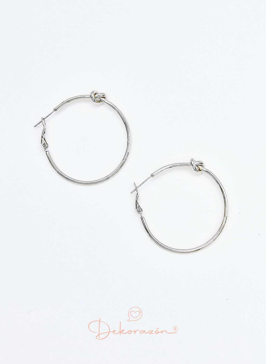 PENDIENTES ARO 40 MM NUDO PLATEADO