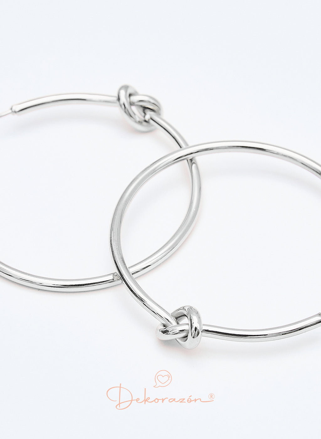 PENDIENTES ARO 40 MM NUDO PLATEADO