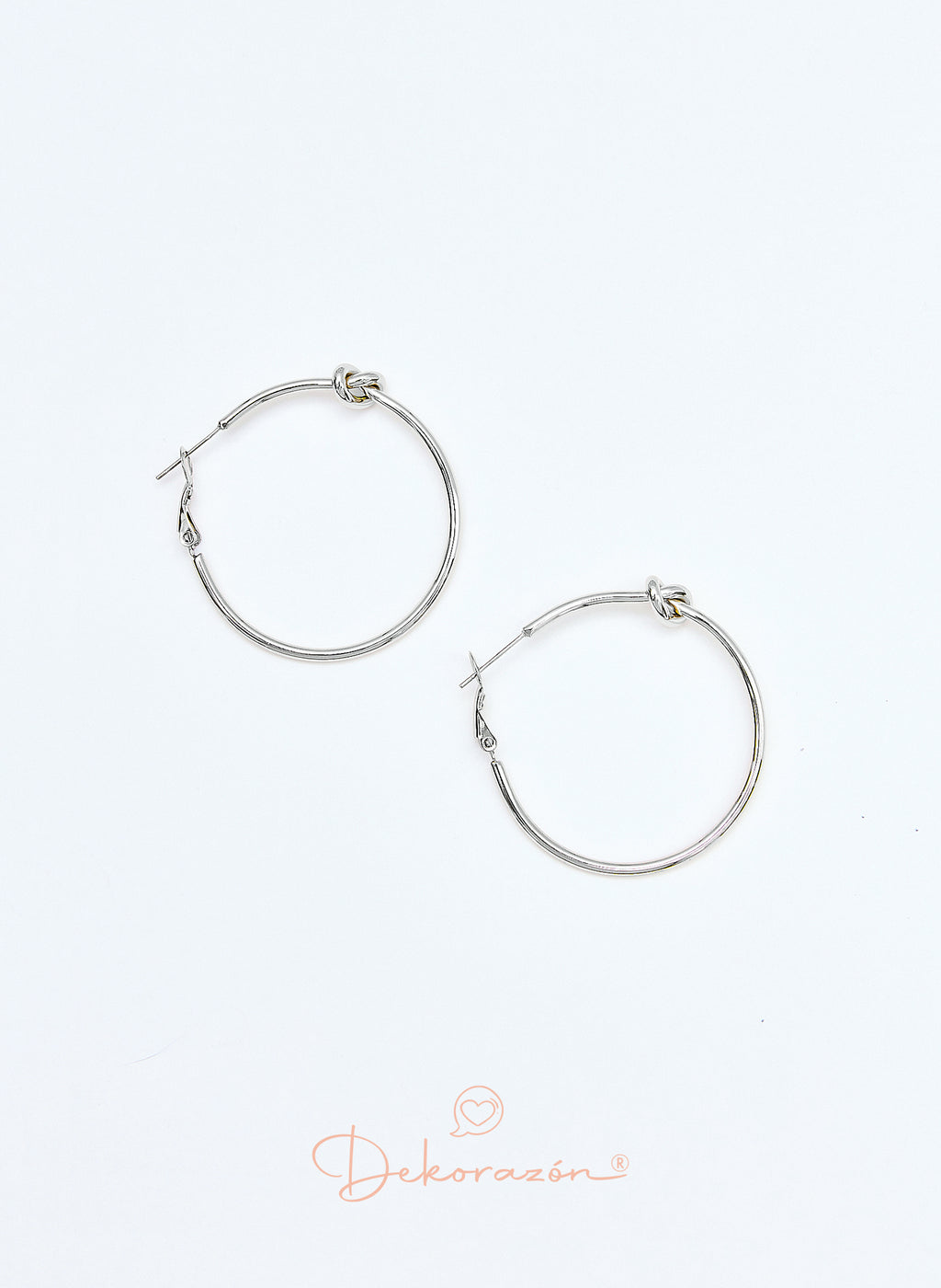 PENDIENTES ARO 30 MM NUDO PLATEADO