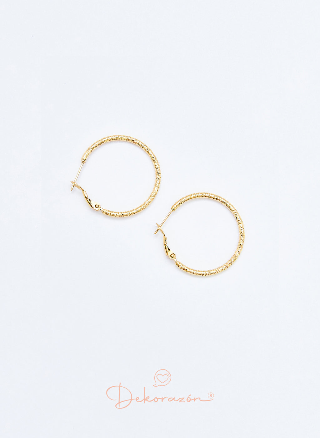 PENDIENTES ARO 30 MM TROQUELADO DORADO